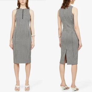 Max Mara Folgore Monogram-Print Cotton-Blend Midi Dress $455 Size US 6 NWOT